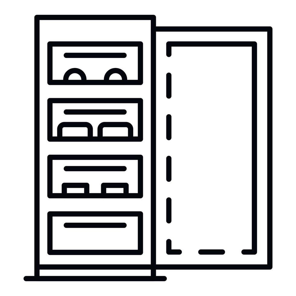 Open fridge icon, outline style vector