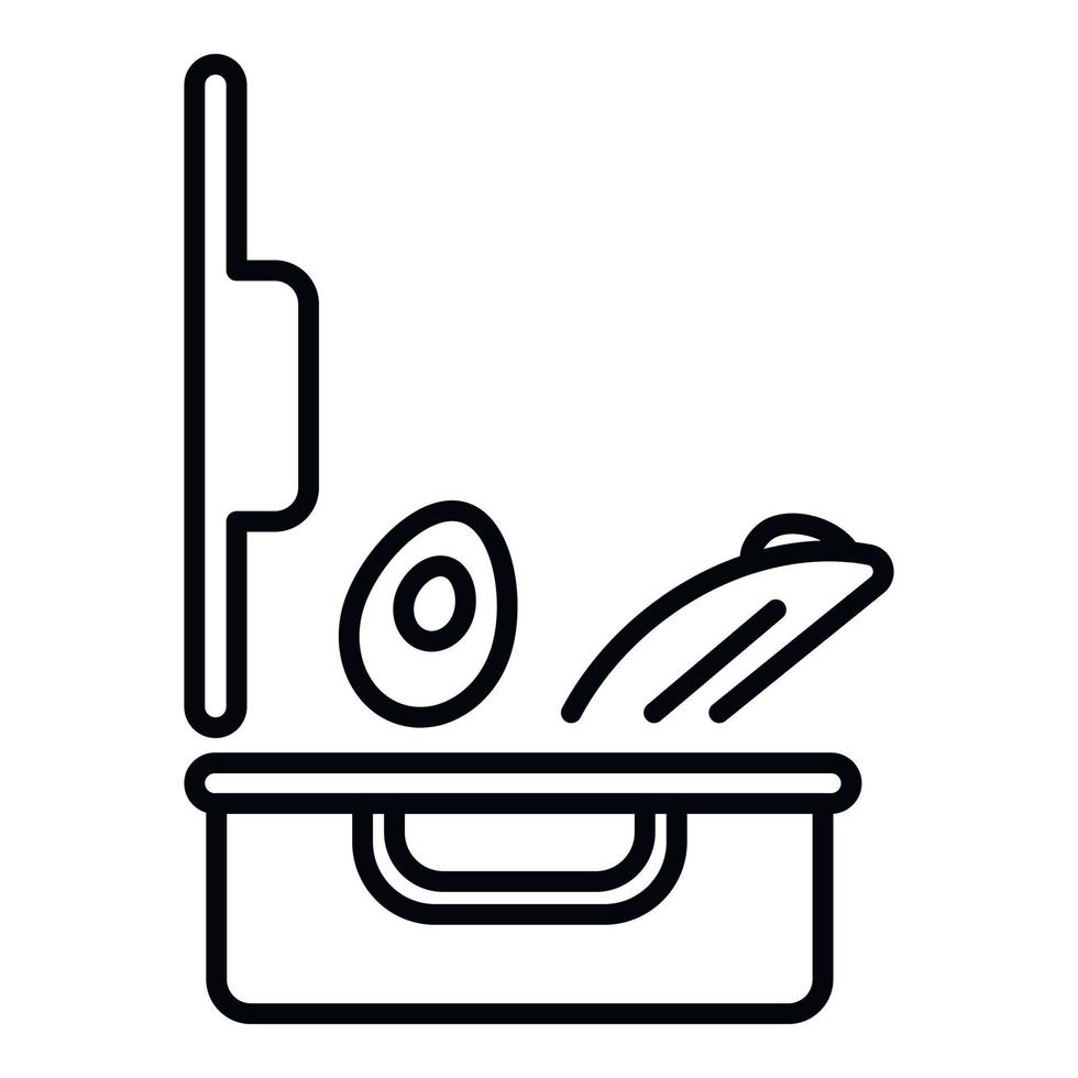 Open lunchbox icon, outline style vector