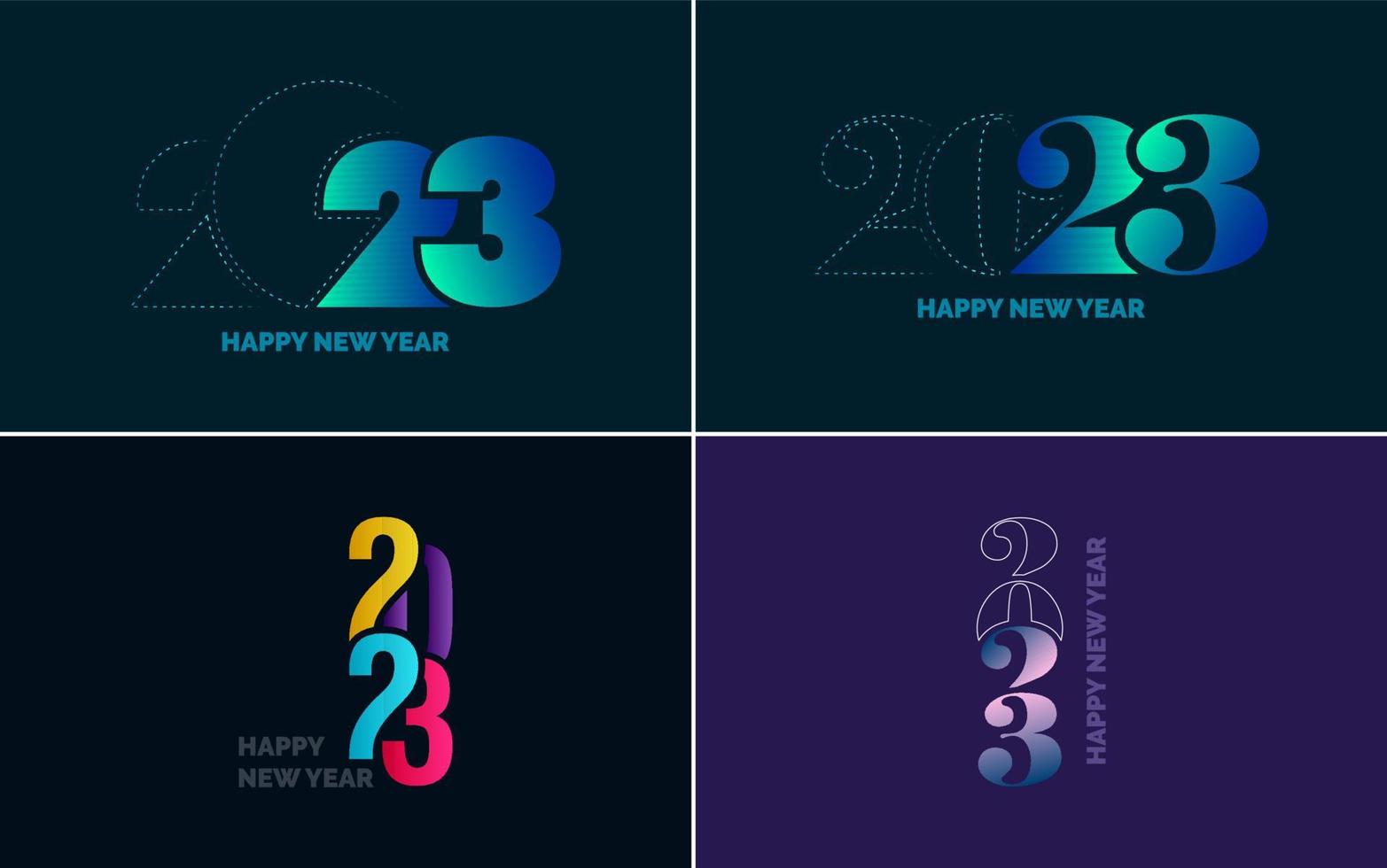 Big set 2023 Happy New Year black logo text design. 20 23 number design template. Collection of symbols of 2023 Happy New Year vector