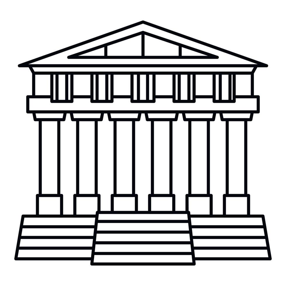 Greek temple icon, outline style vector