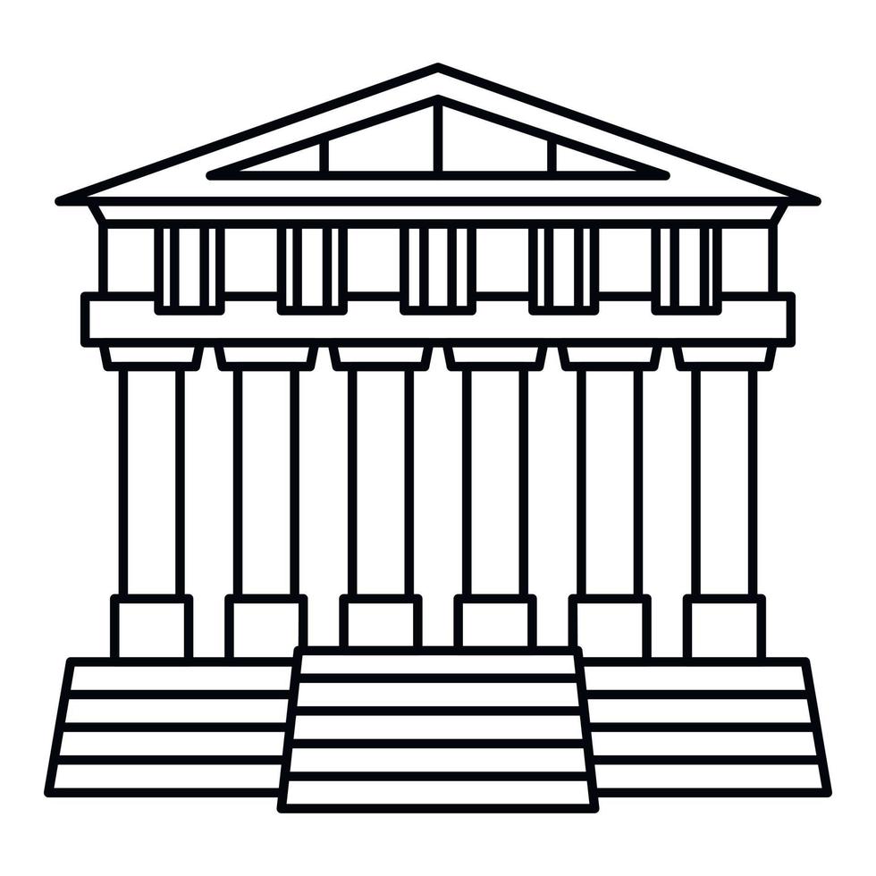 icono del templo griego, estilo de contorno vector