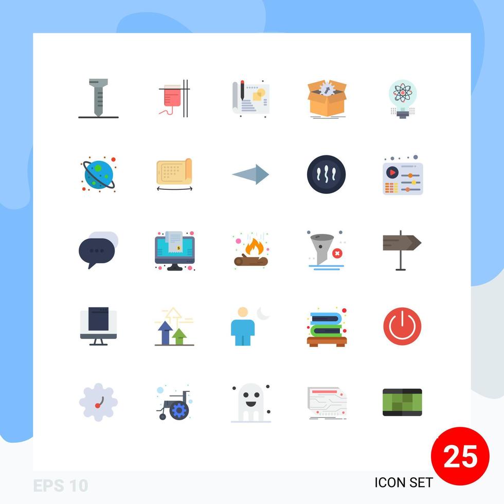Pictogram Set of 25 Simple Flat Colors of solution innovation sketch idea progress Editable Vector Design Elements