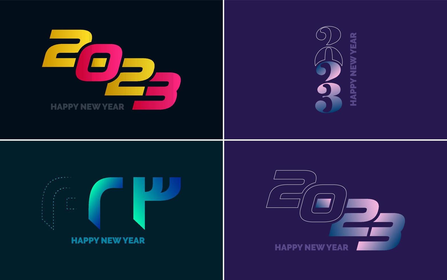 Big set 2023 Happy New Year black logo text design. 20 23 number design template. Collection of symbols of 2023 Happy New Year vector