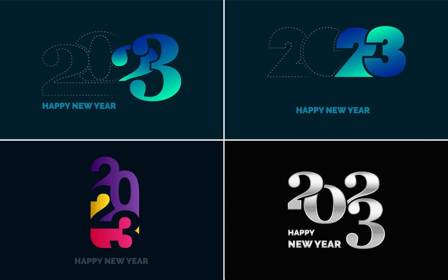 gran conjunto de diseño de texto del logo de feliz año nuevo 2023. Plantilla de diseño de número 2023. colección de símbolos de feliz año nuevo 2023 vector