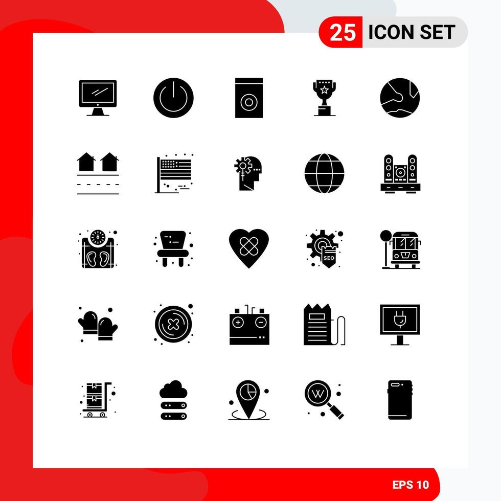 Pack of 25 creative Solid Glyphs of app position power top washer Editable Vector Design Elements