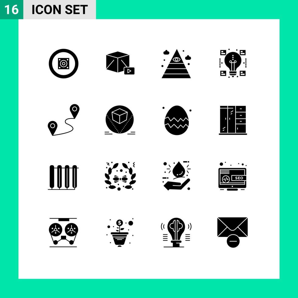 Universal Icon Symbols Group of 16 Modern Solid Glyphs of pin sharing eye share creative Editable Vector Design Elements