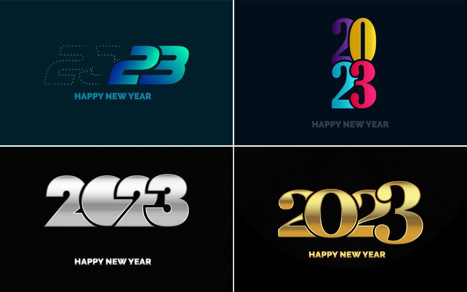Set of logo design 2023 Happy New Year. 2023 number design template. Christmas decor 2023 Happy New Year symbols. Modern Xmas design for banner. social network. cover and calendar vector