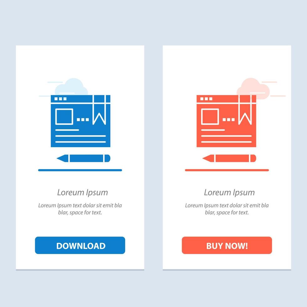 Browser Text Pen Education  Blue and Red Download and Buy Now web Widget Card Template vector