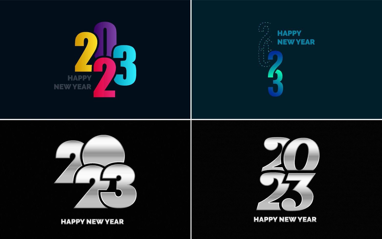 Happy New Year 2023 text design Pack. for Brochure design template. card. banner vector