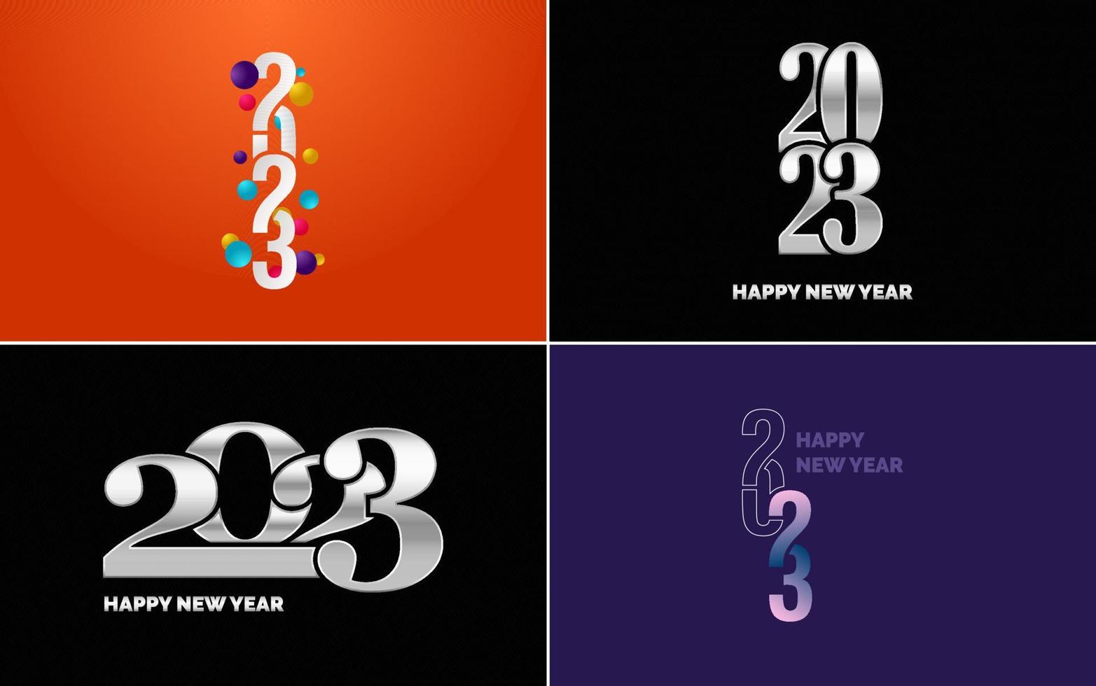 gran conjunto 2023 feliz año nuevo diseño de texto de logotipo negro. Plantilla de diseño de 20 23 números. colección de símbolos de 2023 feliz año nuevo vector