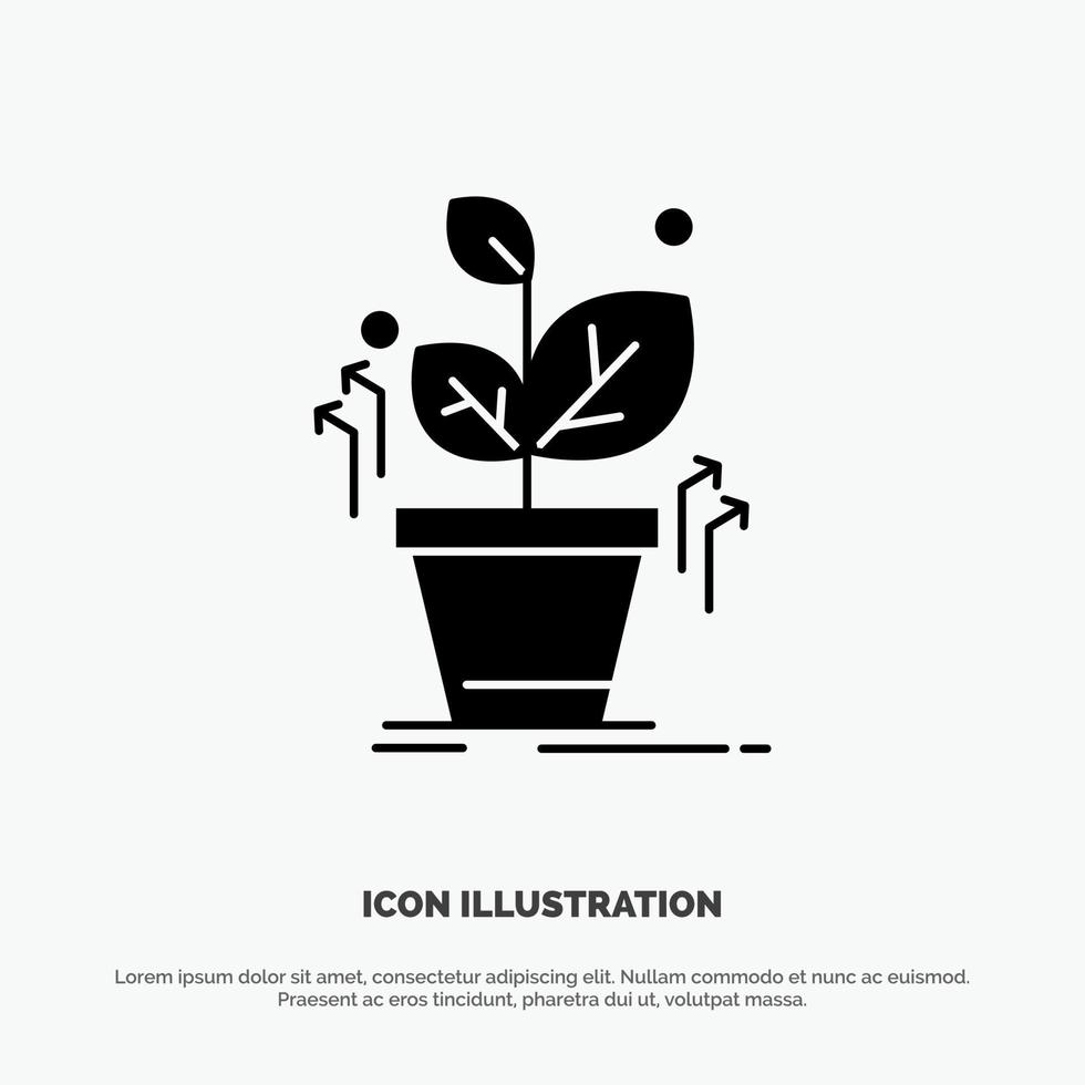 Plant Grow Grown Success solid Glyph Icon vector