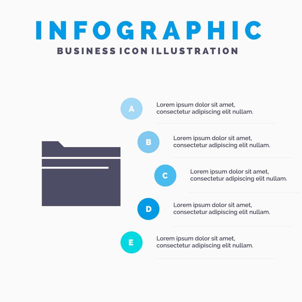 Folder File Data Storage Solid Icon Infographics 5 Steps Presentation Background vector