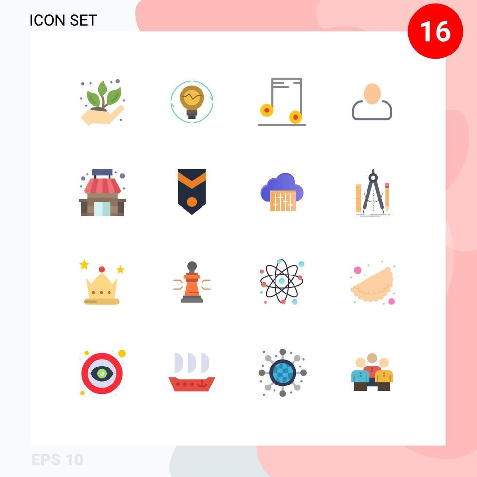 16 Flat Color concept for Websites Mobile and Apps building man innovation administrator audio Editable Pack of Creative Vector Design Elements