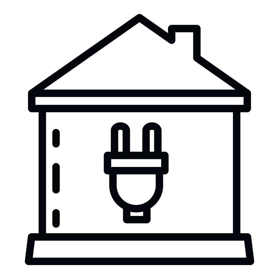Smart home plug icon, outline style vector