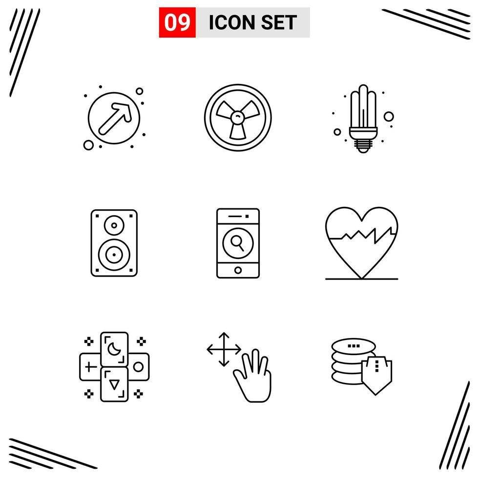 9 Icons Line Style Grid Based Creative Outline Symbols for Website Design Simple Line Icon Signs Isolated on White Background 9 Icon Set Creative Black Icon vector background