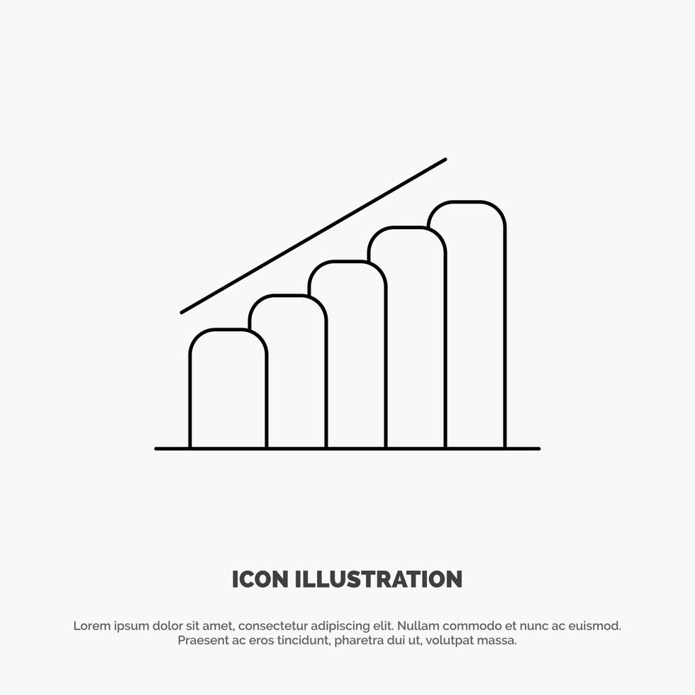 vector de icono de línea de análisis de informe de progreso de gráfico