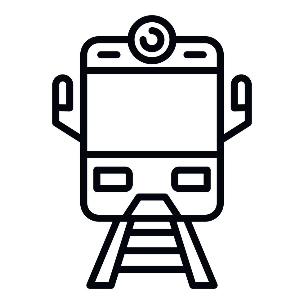 icono de vista frontal del tren que llega, estilo de contorno vector