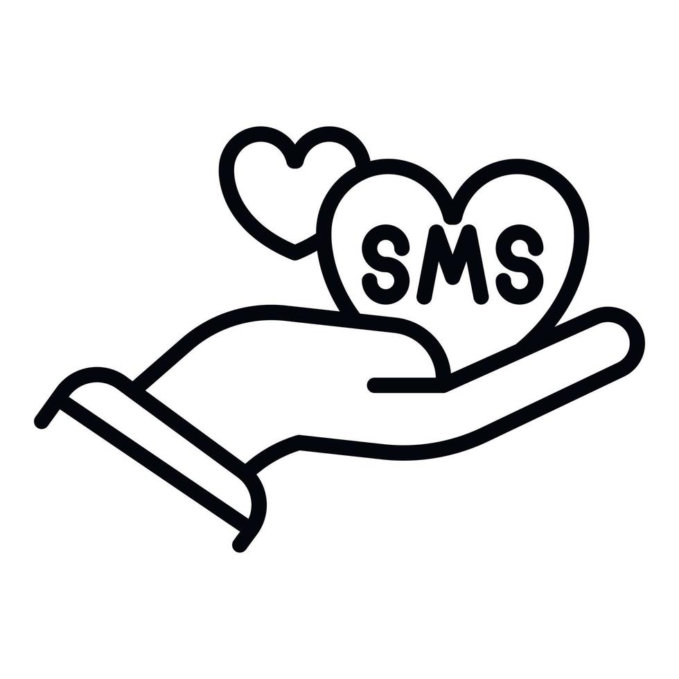 icono de sms de amor, estilo de esquema vector