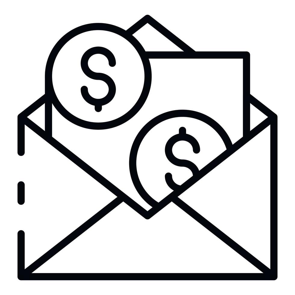 Currency in the envelope icon, outline style vector