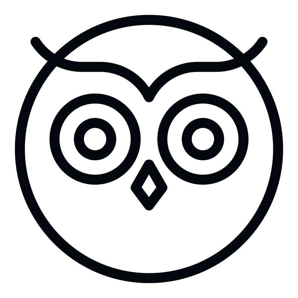 Round owl face icon, outline style vector