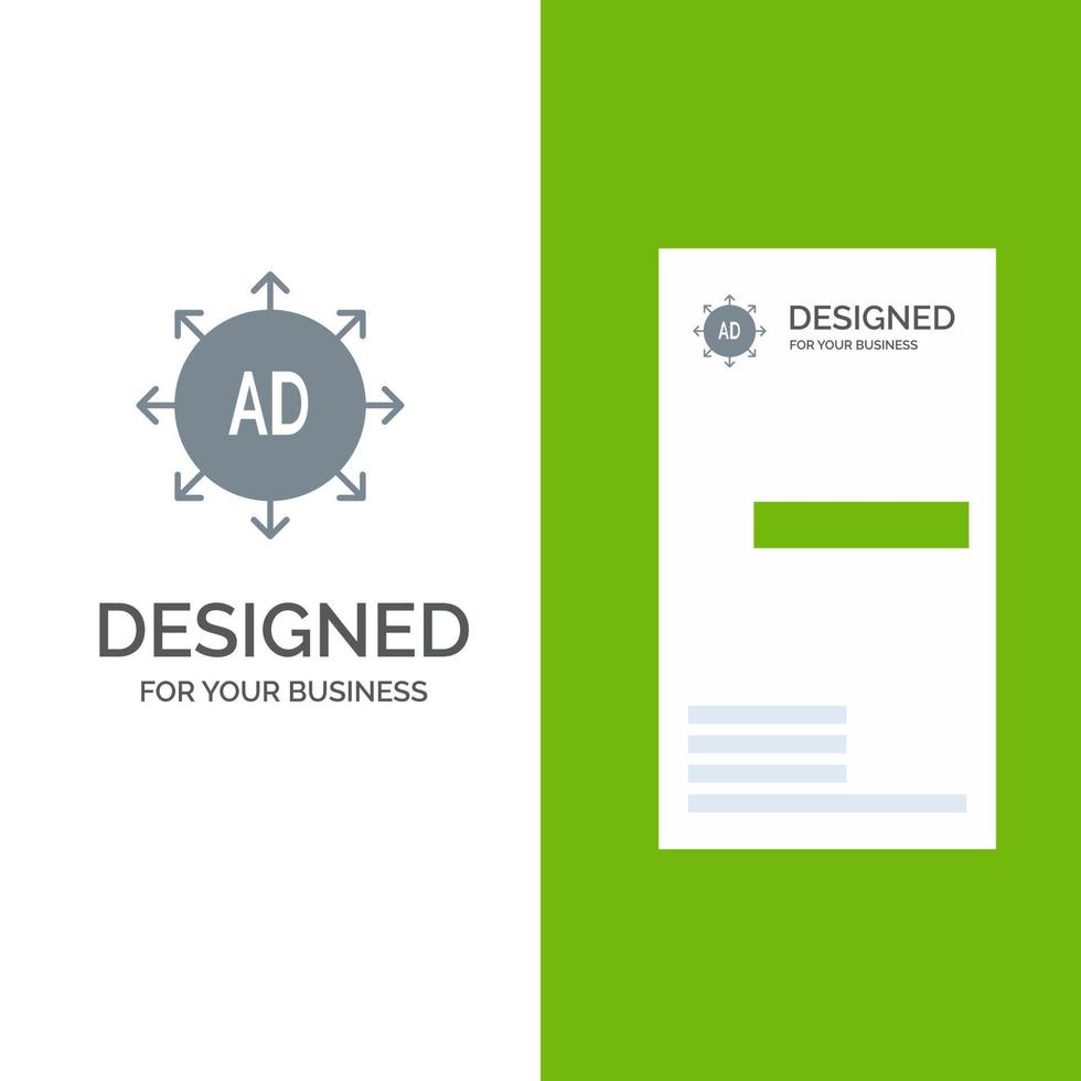presentación de publicidad presentación de publicidad anuncio diseño de logotipo gris y plantilla de tarjeta de visita vector