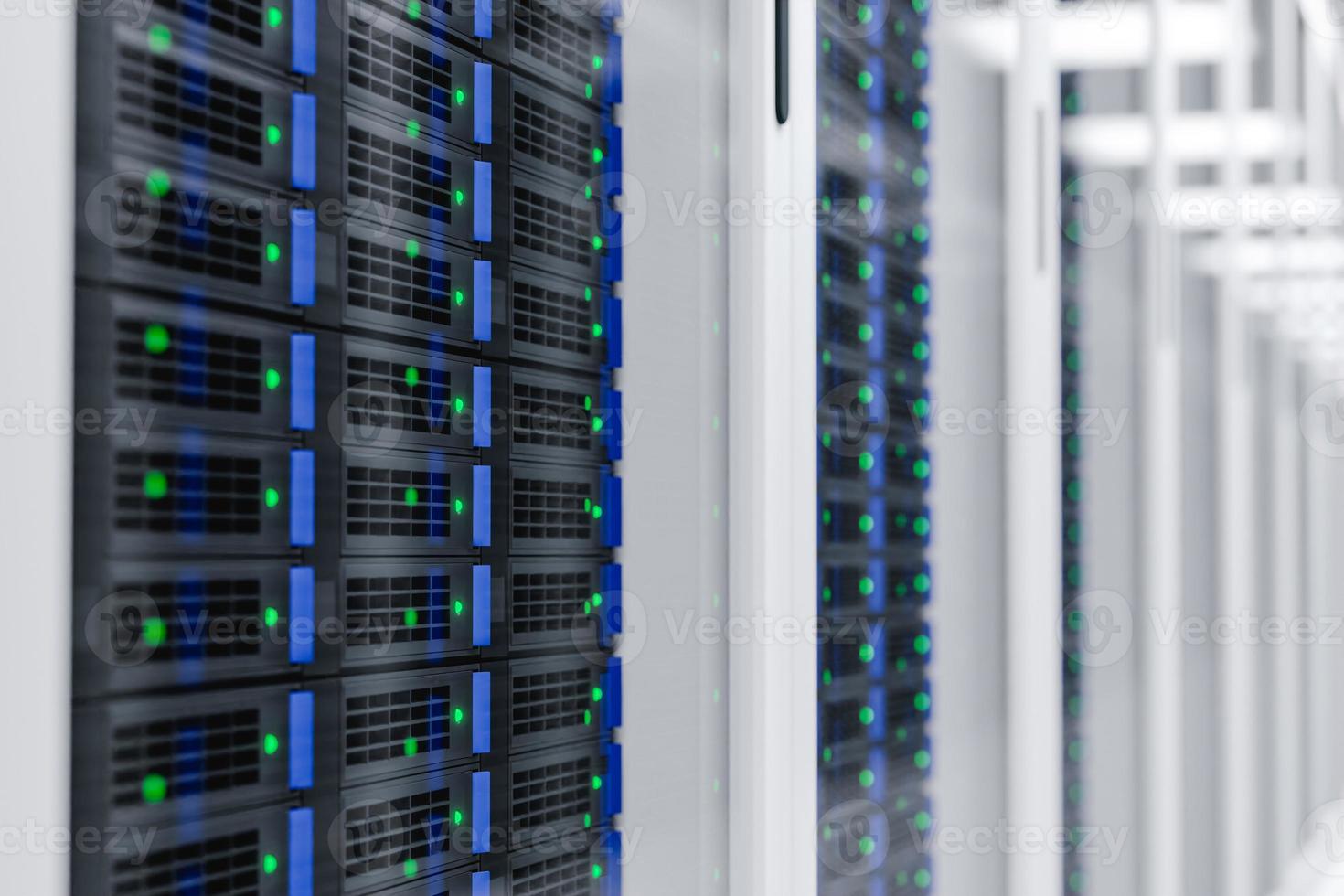 Panels of a data center server room 3d render photo