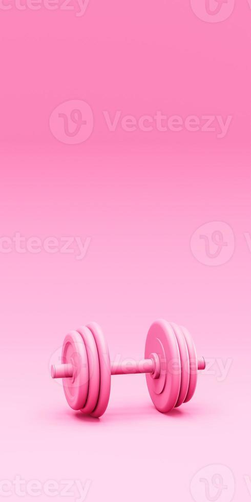 Pink weight dumbbell for training. 3d render photo