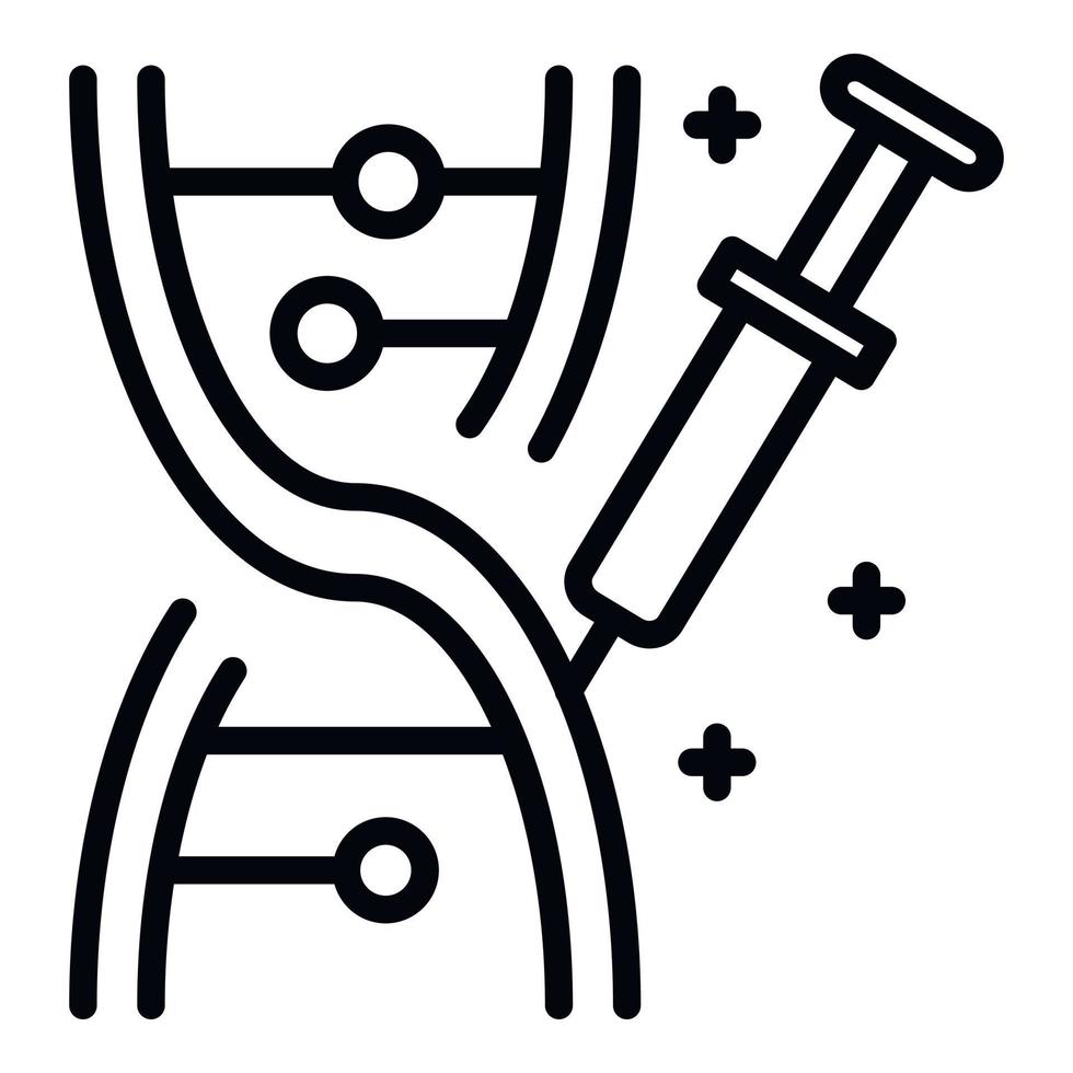 DNA chain and syringe icon, outline style vector