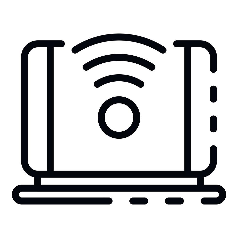 5G laptop network icon, outline style vector