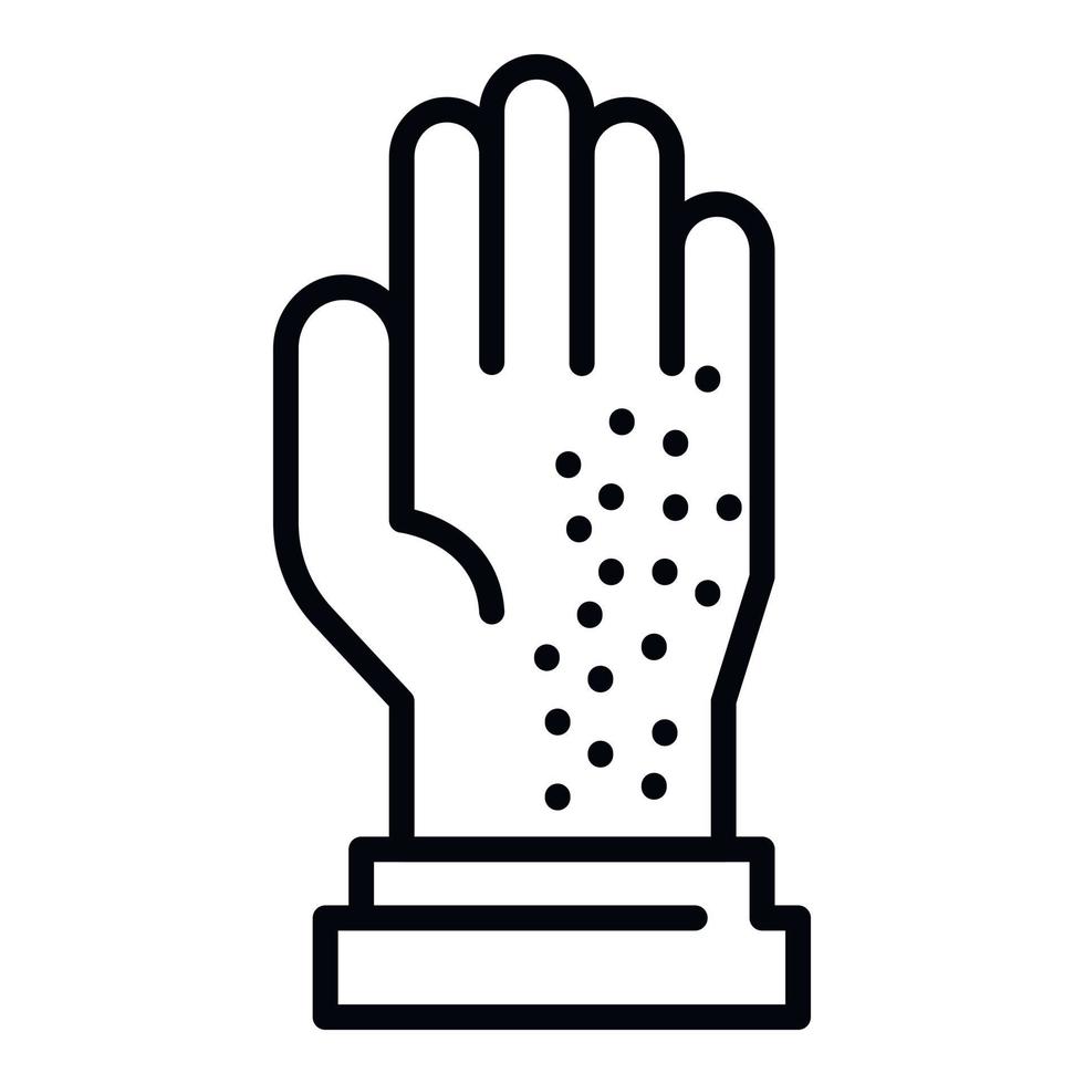 Mite on glove icon, outline style vector