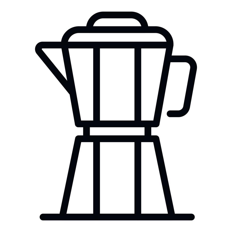 café, preparar, hervidor, icono, contorno, estilo vector