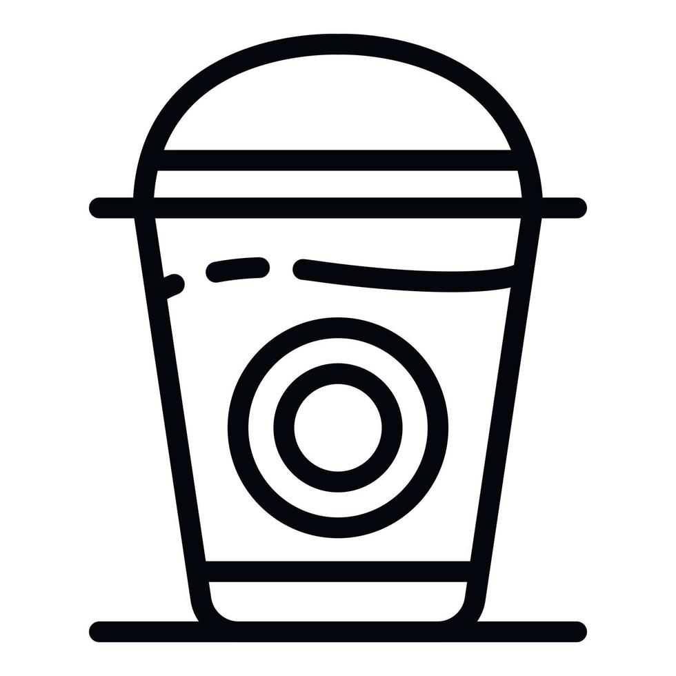 icono de vaso de plástico de café, estilo de esquema vector