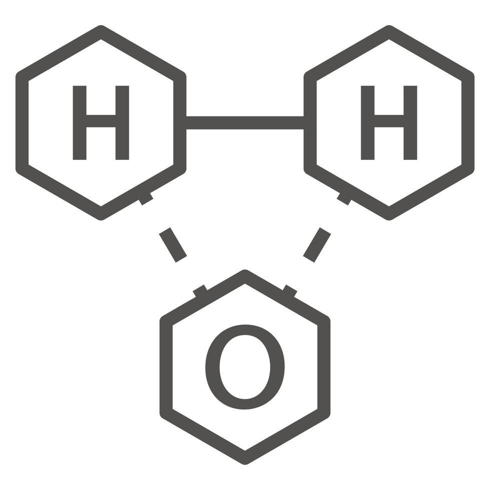 icono de fórmula química del agua, estilo de esquema vector