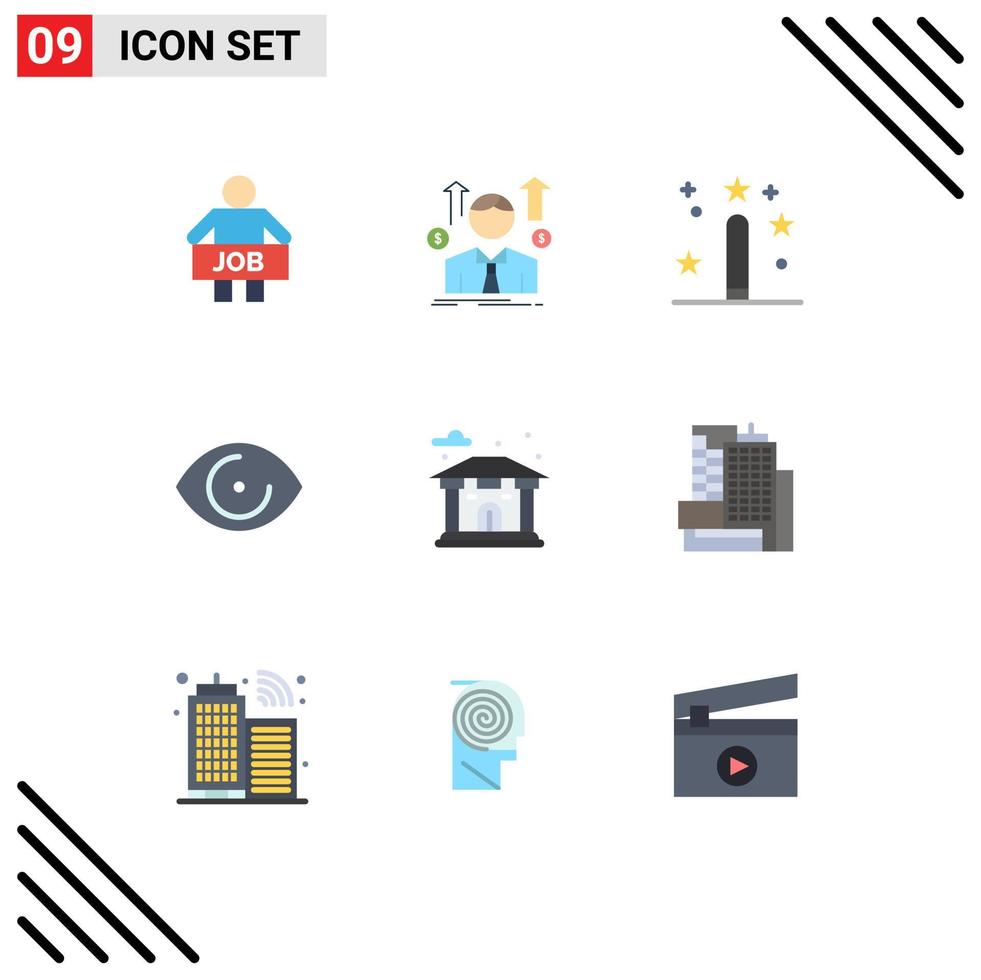 9 Thematic Vector Flat Colors and Editable Symbols of human eye employee programing development Editable Vector Design Elements