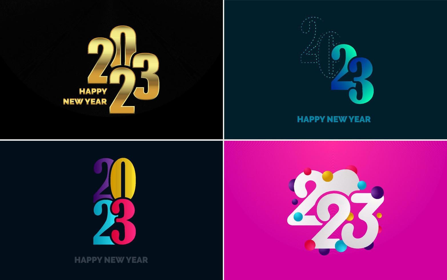 Happy New Year 2023 text design Pack. for Brochure design template. card. banner vector