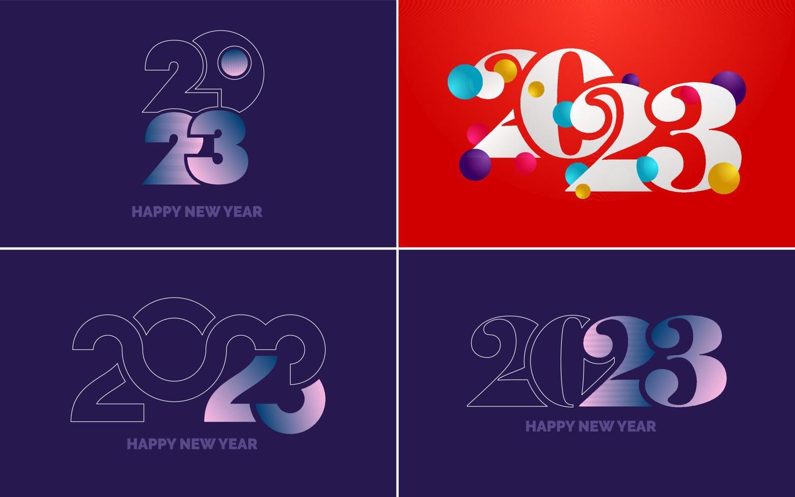 gran conjunto de diseño de texto del logo de feliz año nuevo 2023. Plantilla de diseño de número 2023. colección de símbolos de feliz año nuevo 2023 vector