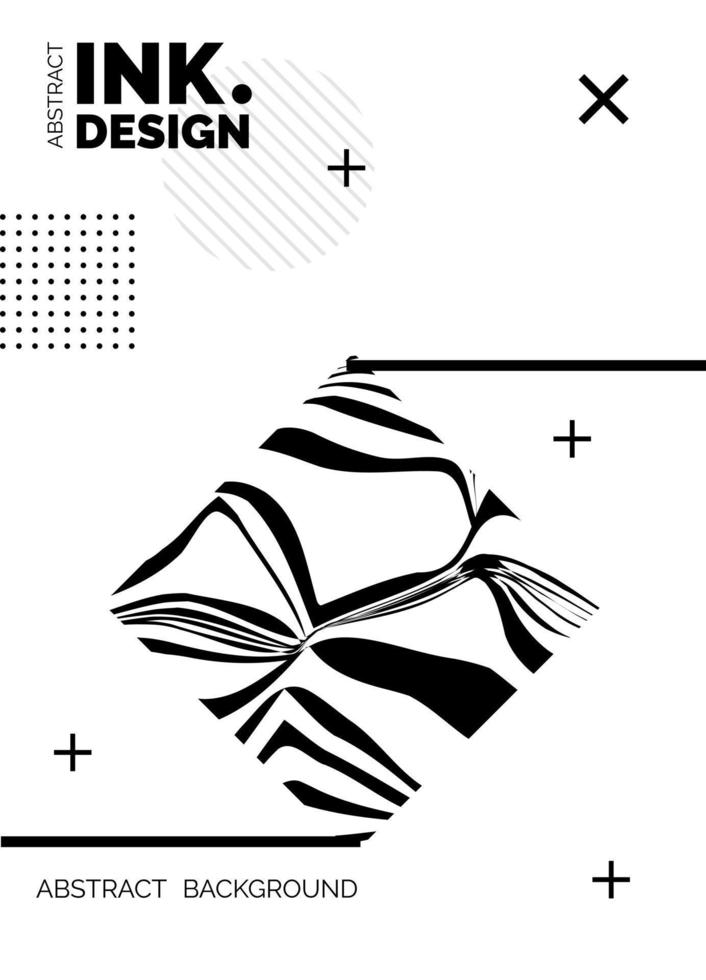 Black Lines Poster Template. Trendy abstract wavy backgrounds vector