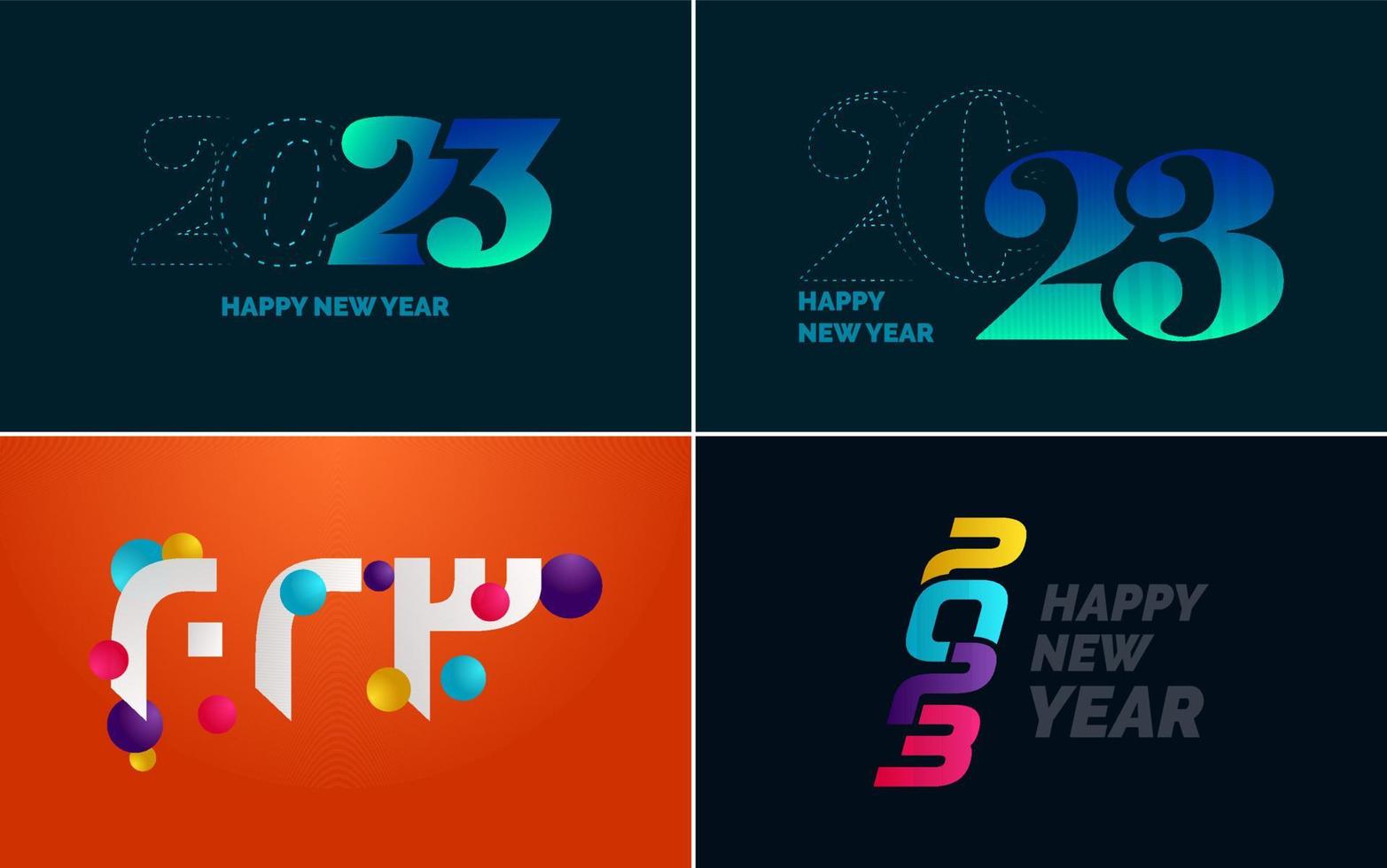 Big set 2023 Happy New Year black logo text design. 20 23 number design template. Collection of symbols of 2023 Happy New Year vector