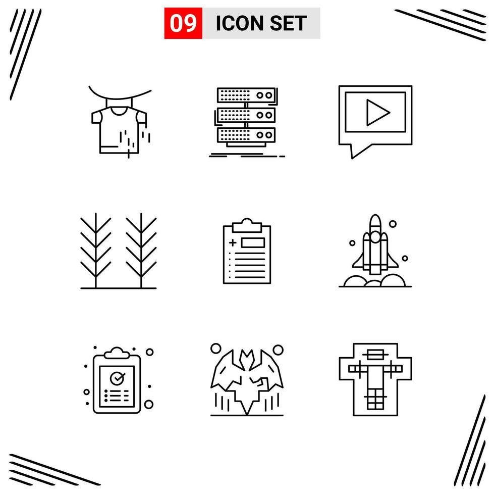 9 Icons Line Style Grid Based Creative Outline Symbols for Website Design Simple Line Icon Signs Isolated on White Background 9 Icon Set Creative Black Icon vector background