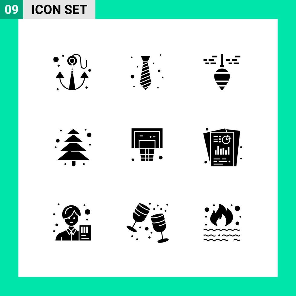User Interface Pack of 9 Basic Solid Glyphs of basketball camping tie tree tool Editable Vector Design Elements