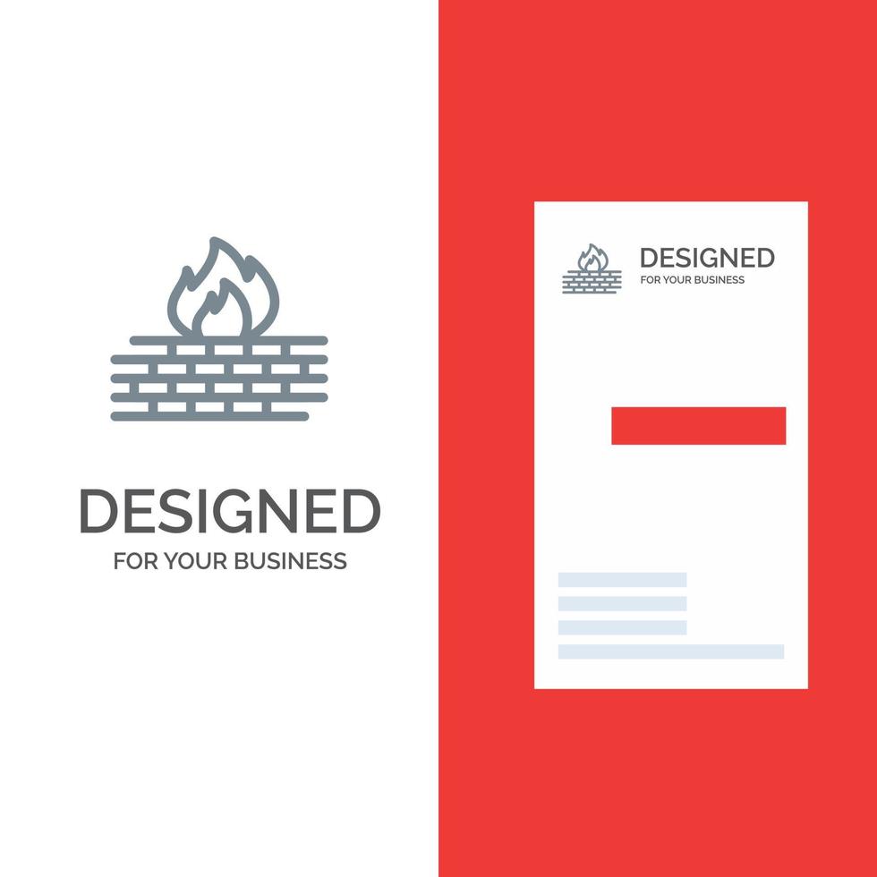 Antivirus Computer Firewall Network Security Grey Logo Design and Business Card Template vector