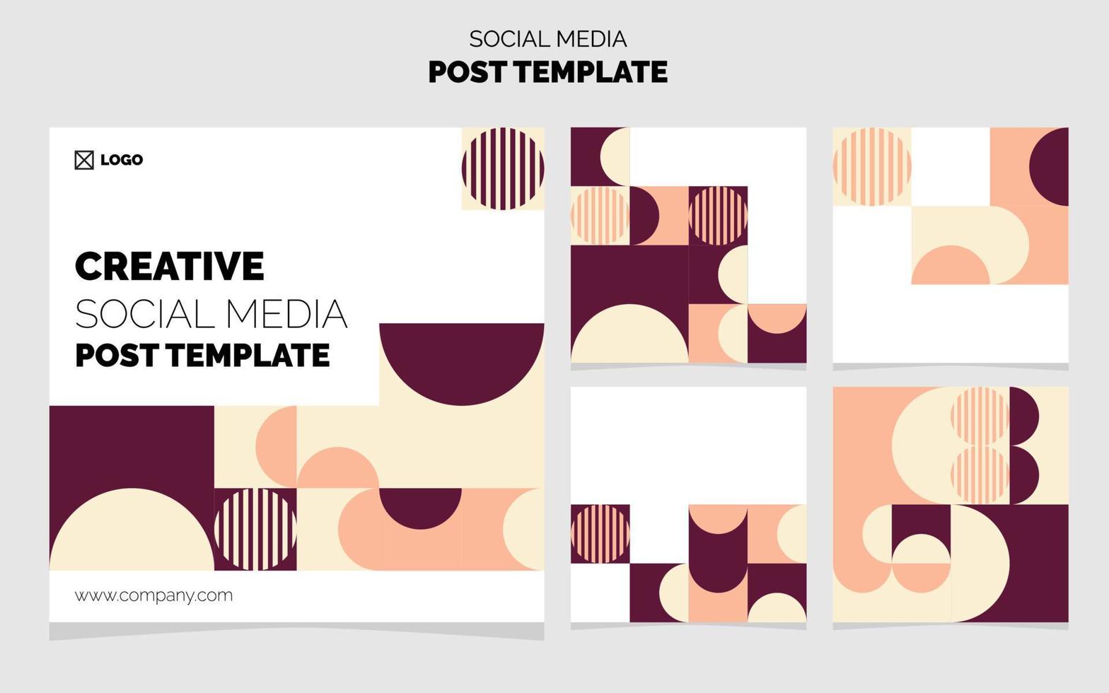 Social Media Post Template Pack. 5 Different Post Design Geometric Background vector