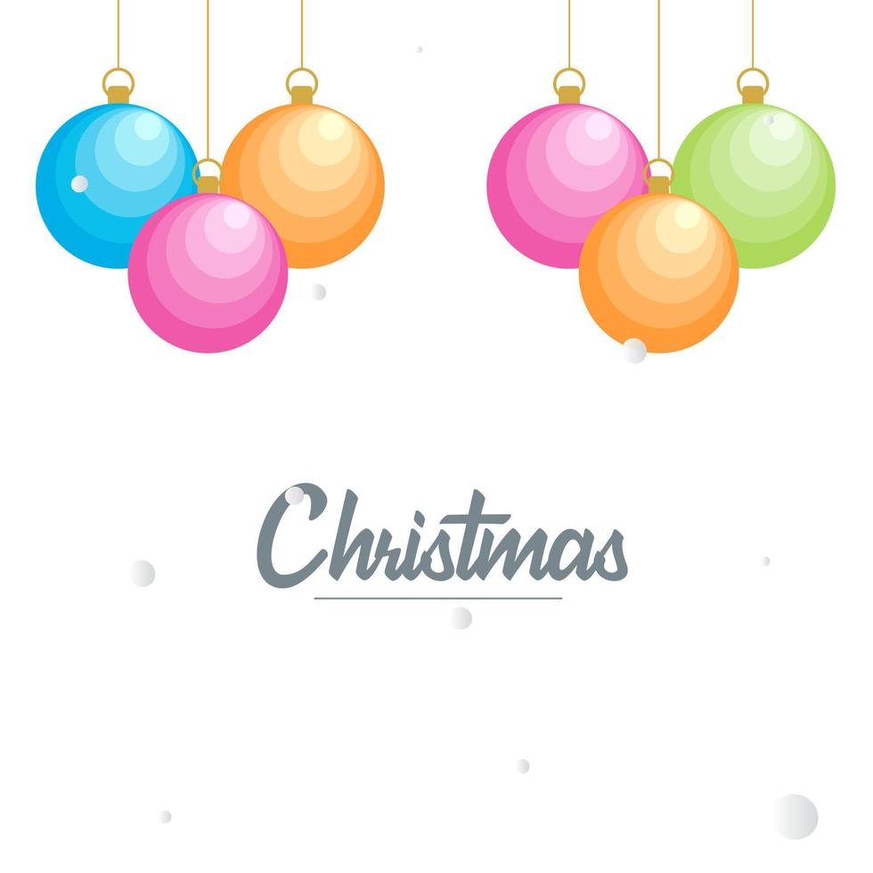 Flat merry christmas Glossy  decorative Ball elements hanging background vector