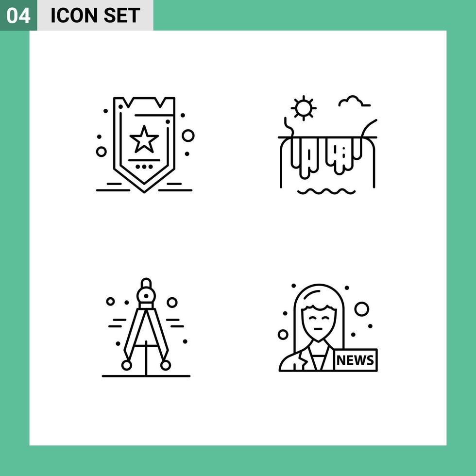 4 iconos creativos signos y símbolos modernos de marketing etiqueta divisoria sol ancla femenina elementos de diseño vectorial editables vector