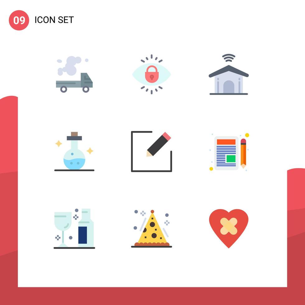 9 Universal Flat Colors Set for Web and Mobile Applications compose medical lock lab technology Editable Vector Design Elements