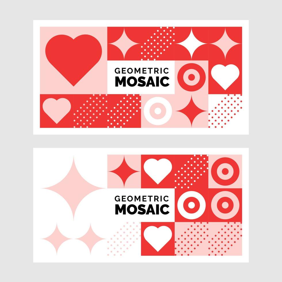 Colorful geometric Mosaic Banner Set. Vector illustration
