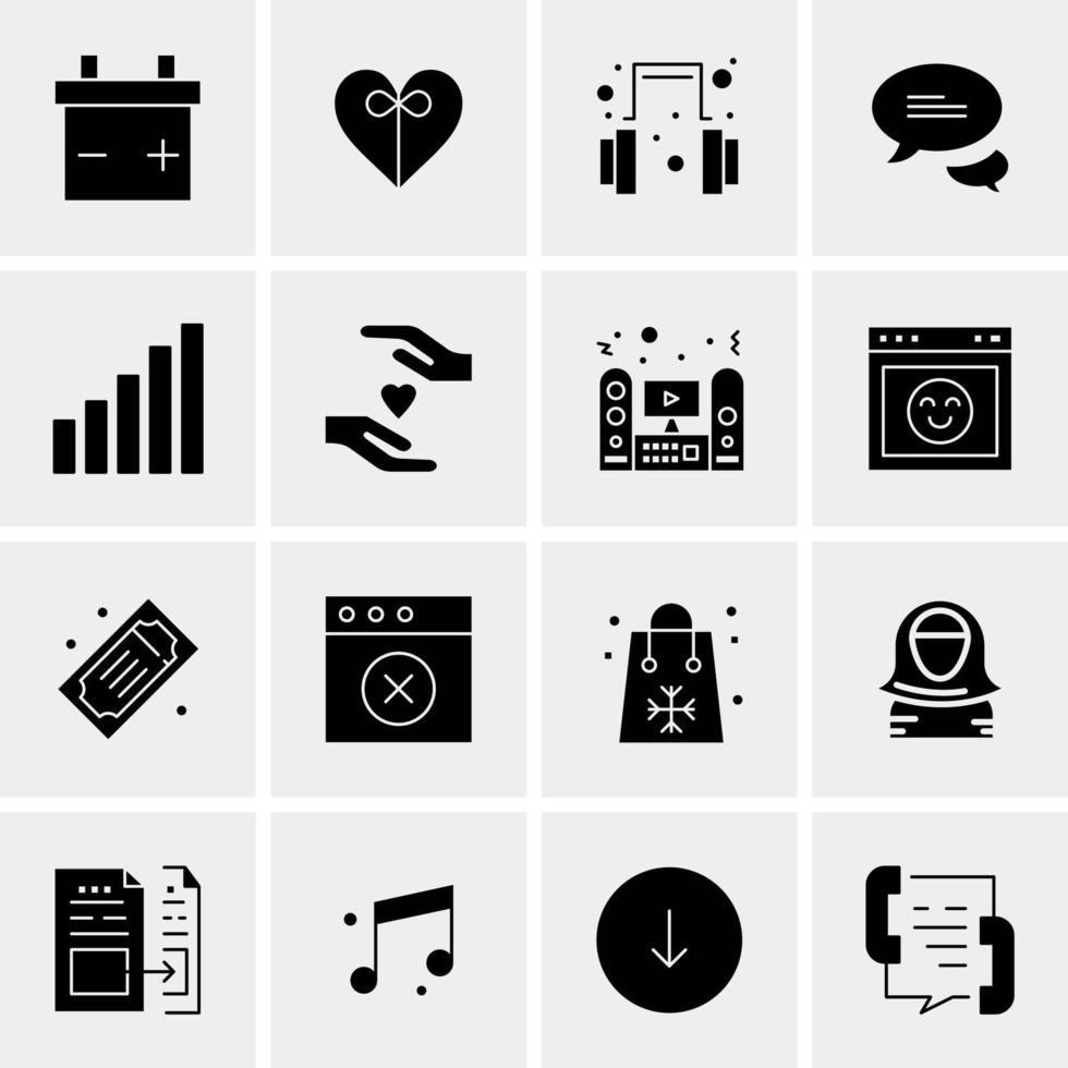 16 iconos de negocios universales vector ilustración de icono creativo para usar en proyectos relacionados con la web y dispositivos móviles