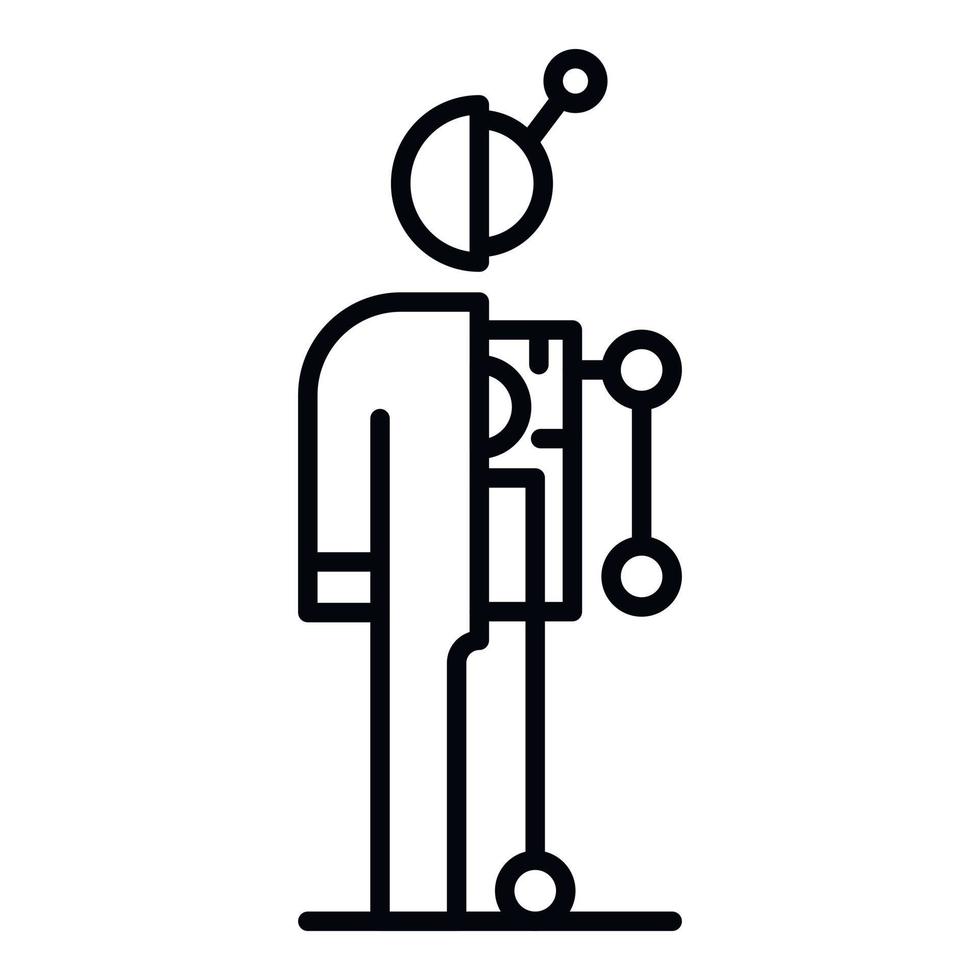 icono de corte vertical humanoide, estilo de esquema vector