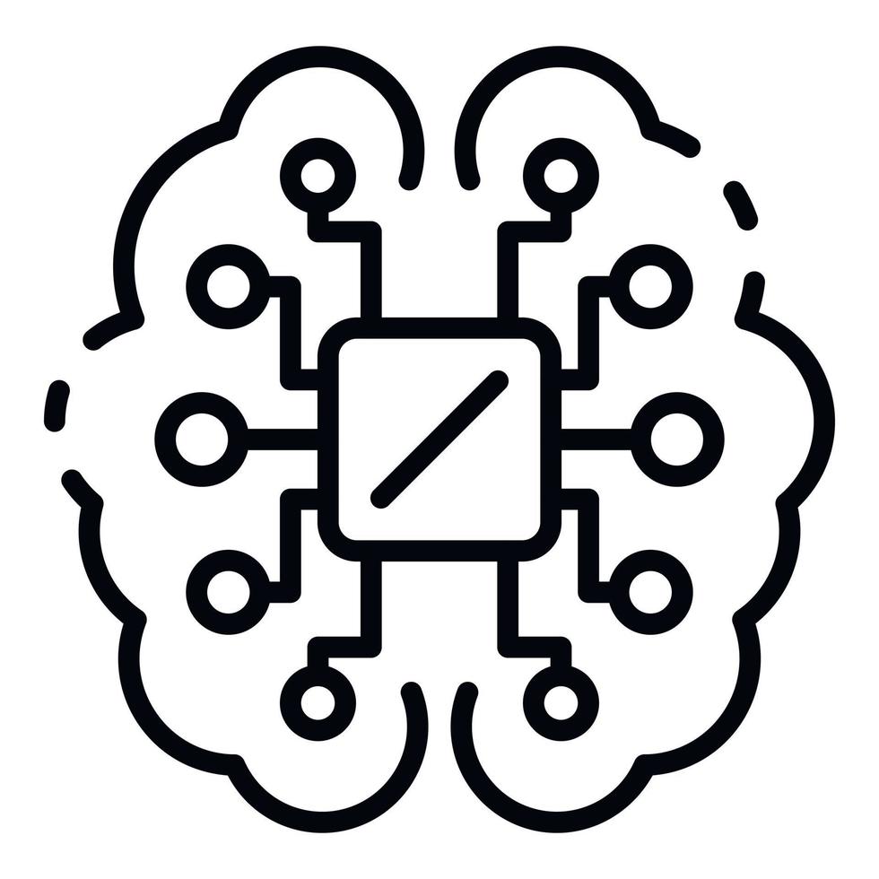 Ai processor brain icon, outline style vector