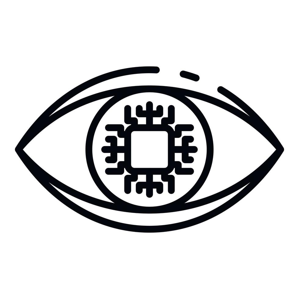 Ai eye processor icon, outline style vector